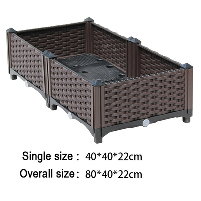 Le planteur augmenté en plastique du ménage 80*40*22CM Brown enferme dans une boîte le style européen de rectangle