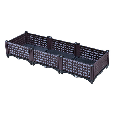 Pour Brown de vente le rotin plantant le jardin de rectangle de boîte fournit le support en plastique extérieur de pot de fleur de pot de fleur de grande capacité