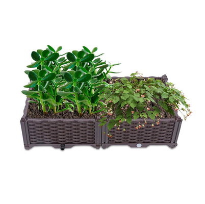 Lits de fleur augmentés en plastique de fleur de la rue 80cm de planteur en plastique de boîte avec le trou de drain