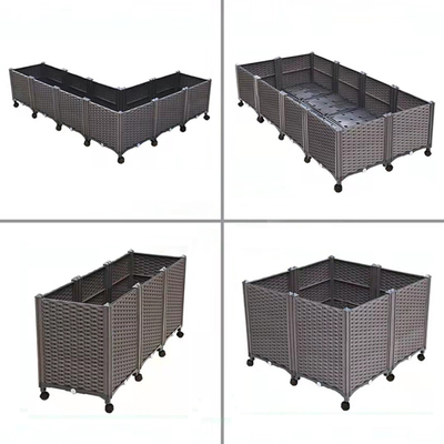 Preuve en plastique d'insecte de boîte de planteur de rectangle de boîte de planteur à roues par patio drainable