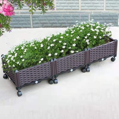 Lits de plantation augmentés en plastique entreposables de preuve d'insecte Herb Planter Box On Wheels