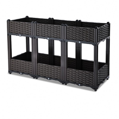 Planteur en plastique de balcon multi de couche sur la conception de rotin de roues aucune fuite