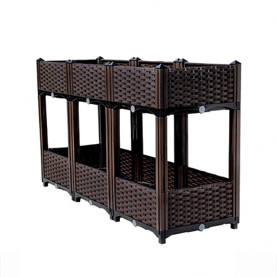 Planteur en plastique de balcon multi de couche sur la conception de rotin de roues aucune fuite