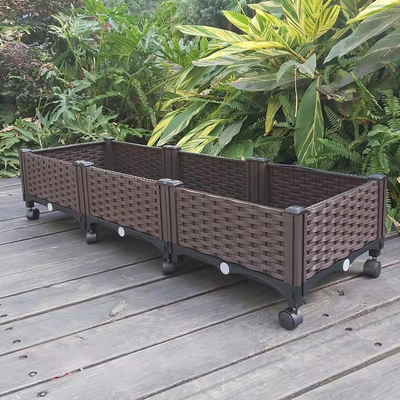 Planteur en plastique rectangulaire de protection de Sun grand sur l'antioxydant de roues