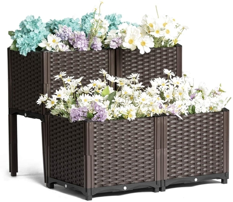 Le plastique adapté aux besoins du client extérieur d'intérieur a soulevé des planteurs de jardin sur l'antigel de jambes
