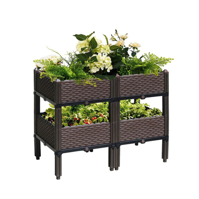 Le double haut jardin en plastique de la couche 71cm enferme dans une boîte les boîtes en plastique extérieures de planteur