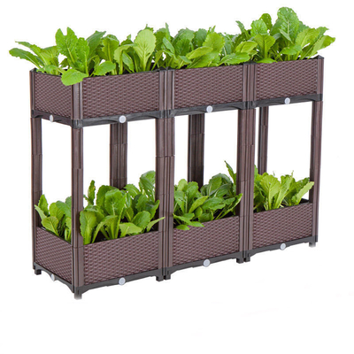 Le double haut jardin en plastique de la couche 71cm enferme dans une boîte les boîtes en plastique extérieures de planteur