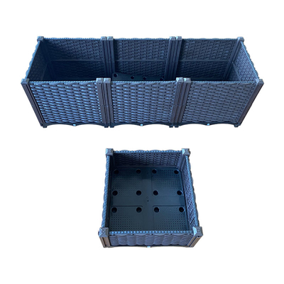 Le grand planteur en plastique rectangulaire de longévité élevée enferme dans une boîte pour le patio toutes les saisons
